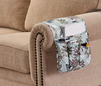 Brilliant Sunshine Vintage Beautiful Green Flowers Couch Armrest 5 Pockets Organizer, Slip Resistant Armchair Caddy, Washable Remote Controls Holder, Storage for Magazine, Tablet, iPad, 35×13", Green