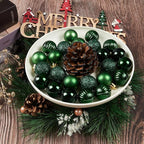 Emopeak 24Pcs Christmas Balls Ornaments for Xmas Christmas Tree - 4 Style Shatterproof Christmas Tree Decorations Hanging Ball for Holiday Wedding Party Decoration Dark Green