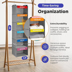Handy Laundry Hanging Clothes Organizer for Kids - 6-Shelf Closet Daily Clothing Organization Labeled Shelves with Days of The Week Monday Through Friday, Weekday and Weekend (Grey-Colored)