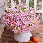 Artificial Faux Flowers Plants for Outdoors Spring Summer Decoration,12 Bundles Realistic Fake Flowers Plant Greenery Silk Daisy UV Resistant for Outside Planters Porch Patio Balcony Garden Home(Pink)