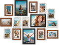 Vittanly 15 Pack Picture Frames Collage Wall Decor for Mounting or Tabletop Display, Gallery Frame Set Including 3pcs 8x10, 6pcs 5x7, 6pcs 4x6, Black, Walnut Brown and Distressed White