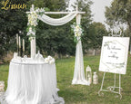 Lisuun Wedding Arch Flowers, Artificial Flowers for Decoration, 2pcs Flower Swag and 1 pcs Semi-Sheer Chiffon Table Runner Swag for Beautiful Dream Wedding Ceremony Floral Decor - Pack of 3