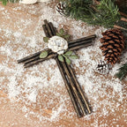 Synovana Wall Cross, Rustic Metal Cross Wall Decor with White Rose, Inspirational Christian Wall Crosses for Home Decor, Crucifix Gift