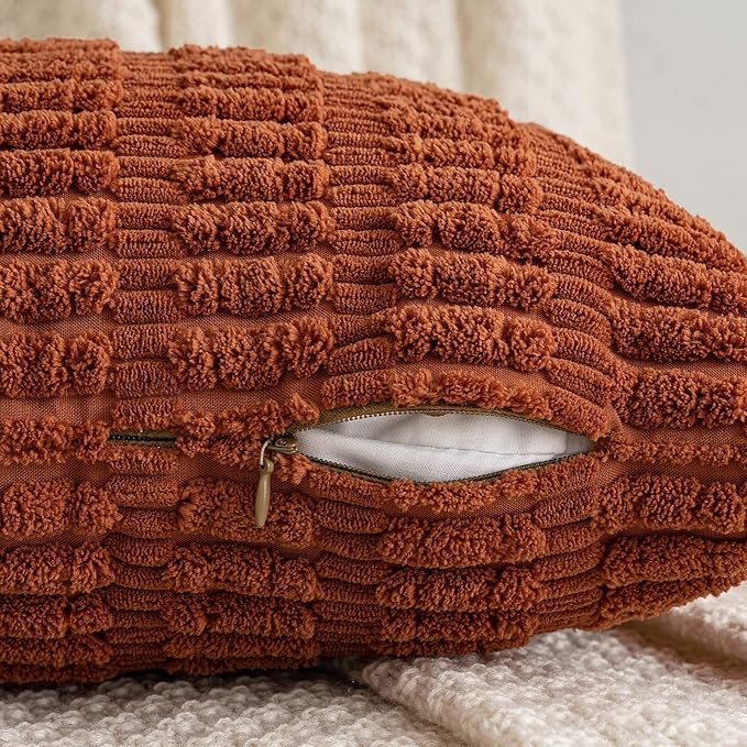 MIULEE Pack of 1 Fall Dark Rust Long Body Lumbar Decorative Throw Pillow Cover 14x36 Inch for Bed Couch Sofa Living Room Soft Boho Pillow Cover Modern Farmhouse Home Decor