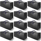 12 Pack Heavy Duty Extra Large Moving Bags W/Backpack Straps - Strong Handles & Zippers, Storage Totes For Space Saving, Fold Flat, Alternative to Moving Box and Storage Bin, Black