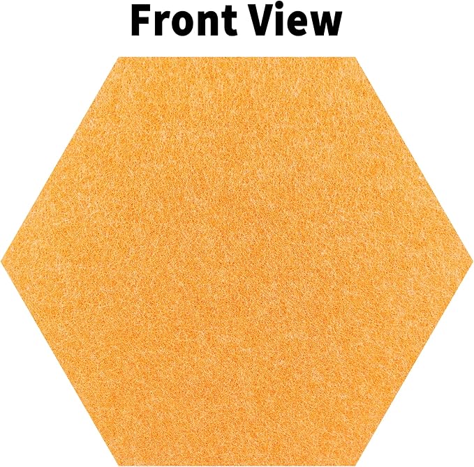 12'' Hexagon Cork Board Tiles Alternative, 10 Pack Frameless Felt Bulletin Board Tiles, Removable Corkboard for Wall, Decorative Pin Board for Office Wall Decor, Vision Board with 30 Pushpins