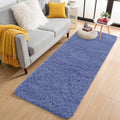 OLANLY 2x6 Machine Washable Runner Rugs for Hallway, Soft Fluffy Shaggy Bedside Rugs for Bedroom, Living Room, Indoor Floor Carpet for Kids Girls and Boys, Home Decor Aesthetic, Denim Blue