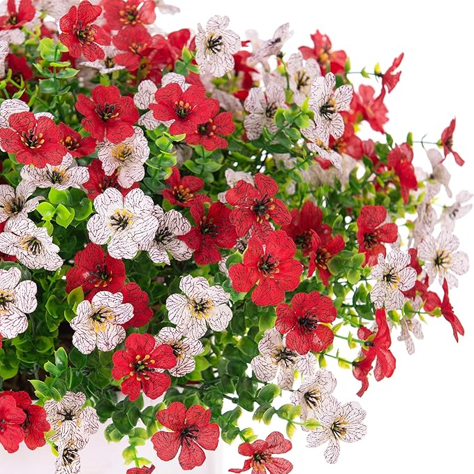 Artificial Fake Flowers Plants for Outdoor Spring Summer Decor, 12 Bundles Faux Silk Flowers for Outdoor Outside Planter Colorful Daisy UV Resistant Look Real for Front Door Porch Patio Yard