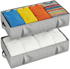2-Pack Under Bed Storage Containers, 8 Inches Tall Underbed Clothes Storage Organizer Bin with Sturdy Sidewalls/Bottom, Under the Bed Storage Bags 2 Storage Bins, Light Grey