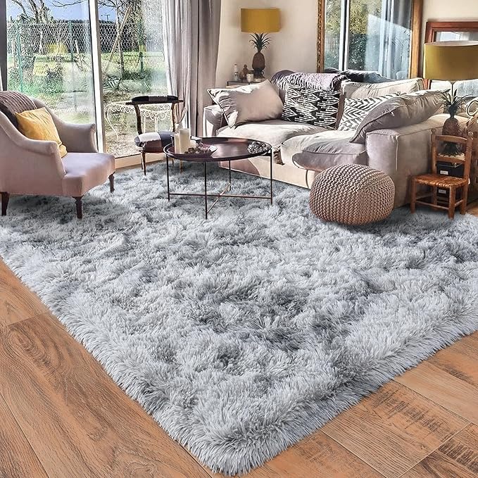 Rugs for Living Room 5x7, Soft Shaggy Modern Shag Area Rug for Bedroom, Upgrade Non-Slip Plush Fluffy Carpet for Kids Boys Girls Room Home Decor Aesthetic, Light Grey