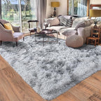 Rugs for Living Room 8x10, Soft Shaggy Modern Shag Area Rug for Bedroom, Upgrade Non-Slip Plush Fluffy Carpet for Kids Boys Girls Room Home Decor Aesthetic, Light Grey