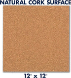 Quartet Cork Tiles, Bulletin Board Cork Panels 12" x 12" x 3/16", Natural, 8 Pack (108)