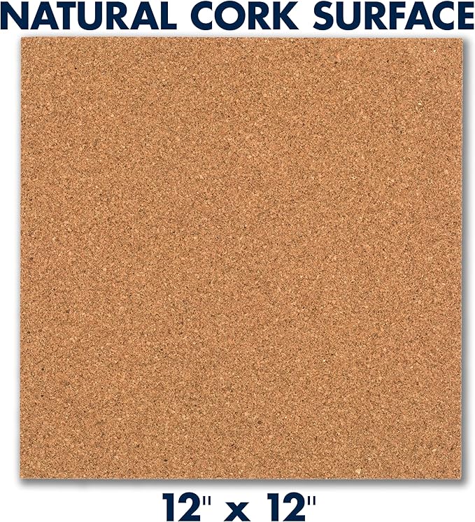Quartet Cork Tiles, Bulletin Board Cork Panels 12" x 12" x 3/16", Natural, 8 Pack (108)