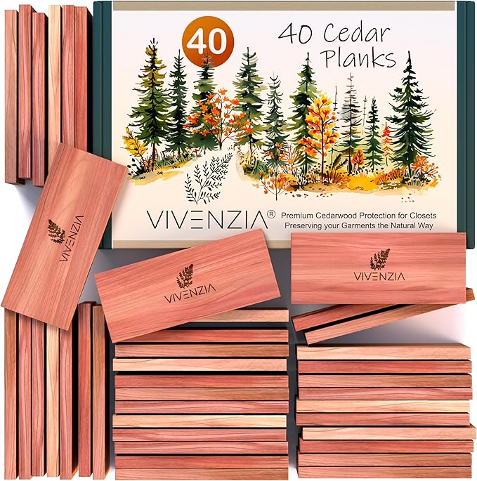 Cedar Blocks for Clothes Storage, 40 Cedar Planks, Cedar Blocks for Closet, Cedar for Closets, Natural Closet Smell Eliminator,Natural Closet Deodorizer,Drawer Fresheners for Dresser