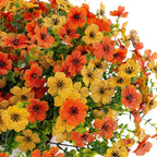 Artificial Fake Flowers Plants for Outdoor Spring Decor, 12 Bundles Faux Silk Flowers for Outdoor Outside Planter Colorful Daisy UV Resistant Look Real for Front Door Porch Patio Yard(Yellow Orange)