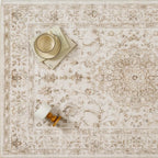 2x6 Beige Runner Rug Washable Hallway Vintage Carpet Kitchen Distressed Small Long Non Slip Low Pile Thin Bedroom Medallion Accent Throw Rug Laundry Living Room