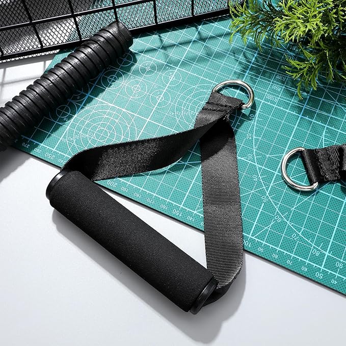 Garneck 4pcs Resistance Band Handles Plastic D Ring Exercise Strap Foam Handle Band Fitness Equipment for Home Gym Overhead Strength Training Stretching Black