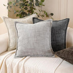 HPUK Fall Chenille Soft Throw Pillow Covers 18x18 Set of 2, Accent Cushion Covers for Living Room, Bedroom, Decorative Solid Color Pillow Covers for Couch, Sofa, Chair, Grey