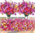 16 Pcs Artificial Fake Flowers for Outdoor Spring Decoration, Faux Silk Flowers No Fade Uv Resistant Daisy Flower Plants for Outdoor Planters Garden Yard Porch Patio Balcony Pathway Decor (Mix)