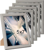 KTKDE 5x7 Picture Frame Set of 5,Grey Wooden frames, Vertical & Horizontal Wall Hanging for Wall or Tapletop Display,Studio Gallery Photo Frame for Photos, Posters & Art Prints
