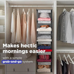 Handy Laundry Hanging Clothes Organizer for Kids - 6-Shelf Closet Daily Clothing Organization Labeled Shelves with Days of The Week Monday Through Friday, Weekday and Weekend (Grey)