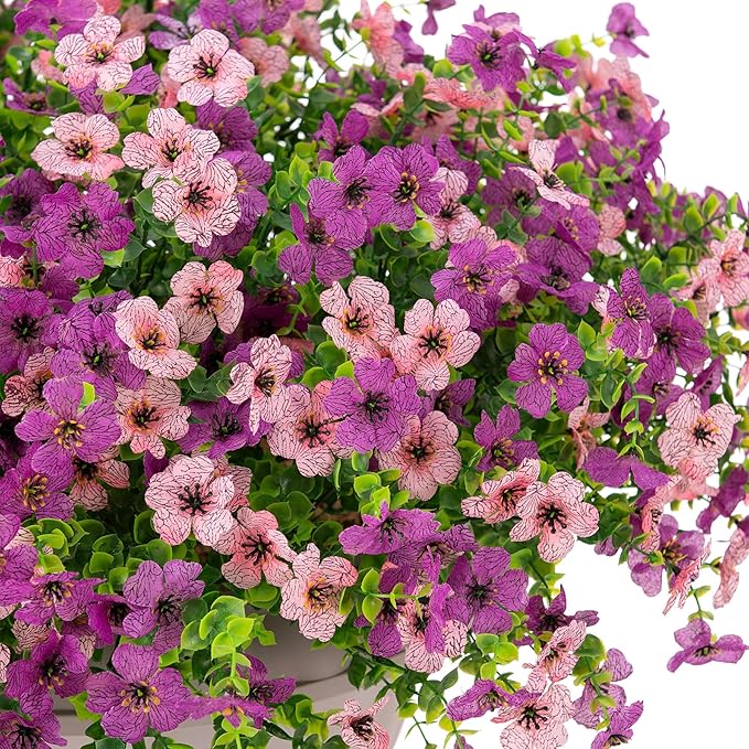 Artificial Fake Flowers Plants for Outdoor Spring Summer Decor, 12 Bundles Faux Silk Flowers for Outdoor Outside Planter Colorful Daisy UV Resistant Look Real for Front Door Porch Patio Yard