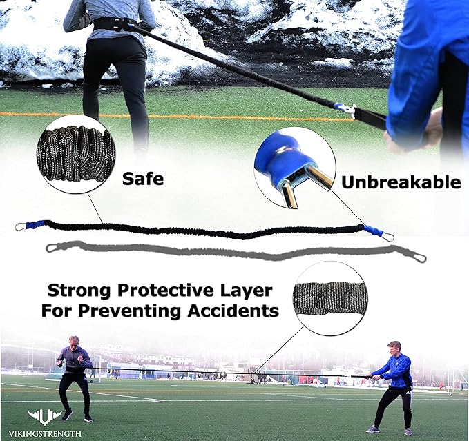 Vikingstrength - 360° Resistance Running Training Bungee Band (Waist) for Speed, Fitness Agility, Speed Strength – Gym Equipment for Football, Basketball, Solo or Partner + V-Strength Workout App