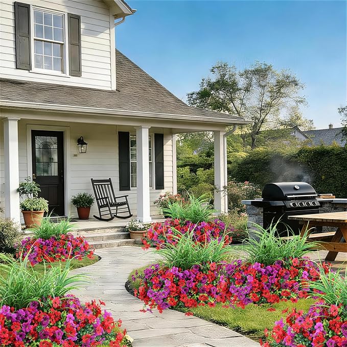 Artificial Flowers for Outdoors, 14 Bundles UV Resistant Fake Flowers Daisy with Greenery Plants,Faux Outdoor Flowers for Spring Summer Decoration, Outdoor Faux Plants Home Window Porch Patio Yard