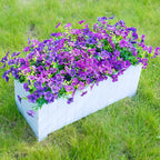 Artificial Faux Flowers Plants for Outdoors Outside Spring Summer Decoration,12 Bundles Realistic Fake Flowers Plant Greenery Silk Daisy UV Resistant Planters Porch Patio Garden Home (Double Purple)