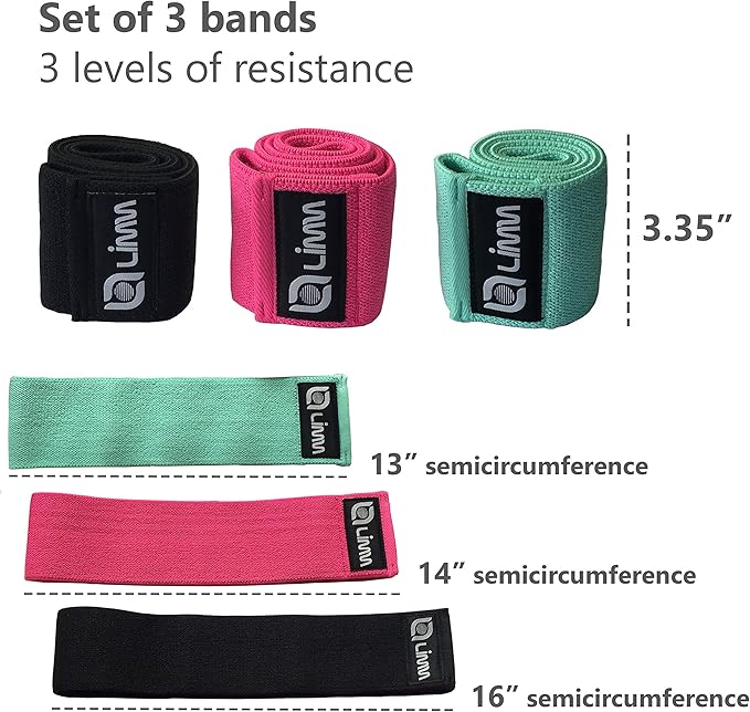 Fittest Pro by Limm Resistance Bands for Legs and Butt, Fabric Exercise Loop Bands Yoga, Pilates, Rehab, Fitness and Home Workout, Strength Bands for Booty