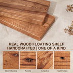 24 Inch Floating Shelves, Solid Wood Wall Shelves, 8 Inch Deep Floating Shelf – for Bathroom, Bedroom, Living Room, Kitchen, Home Decor & Storage, Heavy-Duty Wooden Shelf Wall-Mounted, Set of 2