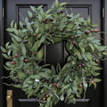 Olive Wreaths 20 Inch Wreath for Front Door with Purely Handmade Realistic Dense Olive Leaf Olive Berry, Elegant Home Decor Wreath Ideal for Front Doors, Hallways, Any Area You Want to Brighten