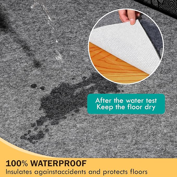 Waterproof Rug Pad, 3x5 ft Under Area Rug Carpet Pad, Non Slip Felt Rug Pads for Hardwood Floors, Keep Carpets in Place Soft and Prevent Rug from Wrinkling or Buckling