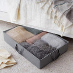 Amazon Basics Under Bed Storage Bags for Clothes, Blankets and Linens, Foldable Fabric Containers with Clear Window and Handles, 30.2" x 20" x 5.7", Gray, 2-Pack