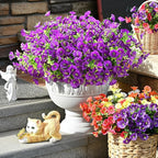 Waipfaru Artificial Flowers for Outdoors, 24 Bundles Faux Plants Outdoor, UV Resistant Artificial Plants Outdoor, Silk Petunias Fake Flowers for Outside Home Decor Planter Porch Decoration, Purple