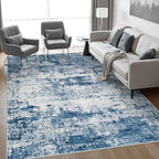 8x10 Area Rug Living Room Rug: Washable Modern Abstract Soft Thin Rug Indoor Floor No Slip Stain Resistant Carpet for Bedroom Dining Room Farmhouse Nursery Home Office - Blue