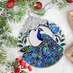 Stained Glass Suncatcher Ornament - Peacock Christmas Decorations - Christmas Ornaments for Tree - Holiday Present Ideas - Gift Exchange