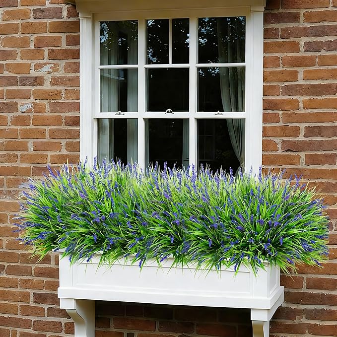 Ivydale Artificial Plants Fake Flowers Monkey Grass for Outdoors,UV Resistant Realistic 20PCS Red Faux Greenery Shrubs Outside Decor for Home Garland Porch Patio Balcony Planter Yard Office Pathway