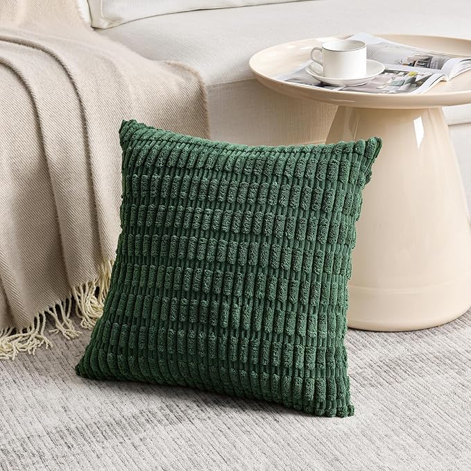 Fancy Homi 4 Packs Decorative Throw Pillow Covers for Living Room Couch Bed, Modern Farmhouse Boho Home Décor Accent Cushion Case, 20" x 20", Forest Green