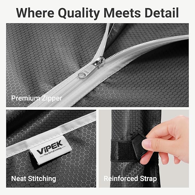 VIPEK V5LC Garment Rack Heavy Duty Covered Clothes Racks with Dimmable LED Light 3000K Warm White, Portable Closet Wardrobe Freestanding Clothing Racks for Hanging Clothes, Black Rack with Black Cover
