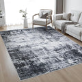 4x6 Area Rug Living Room Rug: Washable Modern Abstract Soft Thin Rug Indoor Floor No Slip Stain Resistant Carpet for Bedroom Dining Room Farmhouse Nursery Home Office - Dark-Black