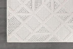 Modern Micro Loop Indoor Area Rugs for Living Room Bedroom Kitchen Geometric Square White 9x12 Luxury Durable Low and High Pile Non-Shedding Stain Resistant Soft Area Carpet 9 x 12