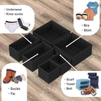 SIMPLE HOUSEWARE Foldable Drawer Organizer for Clothes/Underwear/Panty/Onesie Stocking Bin, Set of 12, Black