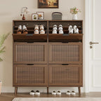 Shoe Cabinet for Entryway with 6 Flip Drawers, Slim Wooden Shoe Storage Organizer with Modern Fluted Pannel，Freestanding Narrow Hidden Shoe Rack for Hallway, Foyer, Living Room