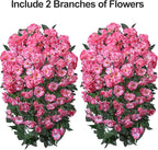 Ivydale Artificial Fake Flowers Geraniums for Outdoors Spring Summer Decor, 2 PCS Realistic Faux Hanging Plants UV Resistant Silk Flowers for Outsdie Planters Porch Patio Garden Outdoor Home, Fuchsia