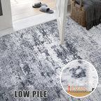 Washable Area Rug 3x10 Entryway Rug: Washable Modern Abstract Soft Thin Rug Indoor Floor No Slip Stain Resistant Carpet for Bedroom Dining Room Farmhouse Nursery Home Office - Grey