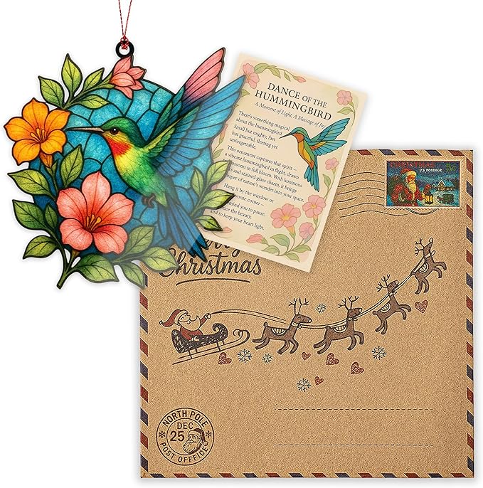 Hummingbird Gifts for Women - Christmas Ornament 2026 - Beautiful Christmas Ornaments Decorative Hummingbird with Meaningful Story Card Humming Bird Valentines Birthday Teacher Gift