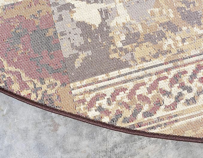 Unique Loom Barista Collection Area Rug - Arusha (4' 1" Round, Beige/ Black)