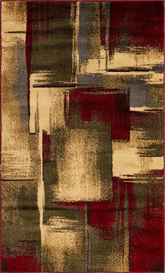 Unique Loom Barista Collection Area Rug - Timor (3' 1" x 5' 3" Rectangle, Multi/Red)