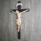 BC Catholic Crucifix Wall Cross, Elegant Modern Home Decor, Religious Gifts for House Warming, 16" H, Renaissance Sculpture Handmade by Buildclassic (Bone Beige)